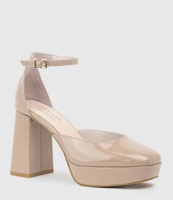 Rimini95 Closed Toe Platform Sandal In Nude Patent