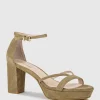 Rina80 Platform Sandal In Camel Suede