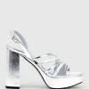 Rinwa100 Asymmetrical Platform Sandal In Silver