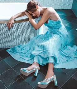 Rinwa100 Asymmetrical Platform Sandal In Silver