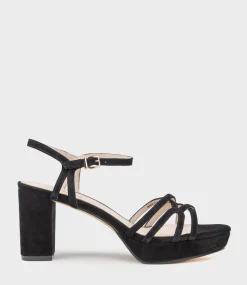 Riva80 Multistrap Platform Sandal In Black Suede