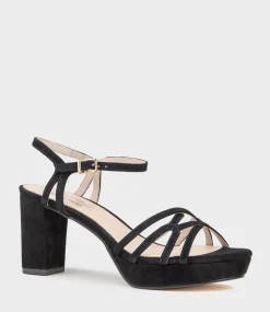 Riva80 Multistrap Platform Sandal In Black Suede