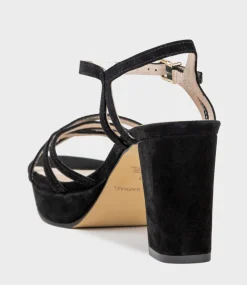 Riva80 Multistrap Platform Sandal In Black Suede