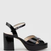 Roane80 Crossover Platform Sandal In Black Patent
