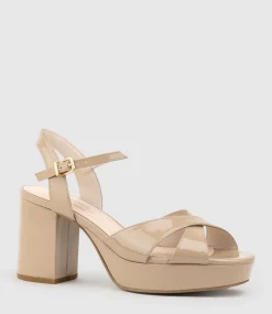 Roane80 Crossover Platform Sandal In Nude Patent