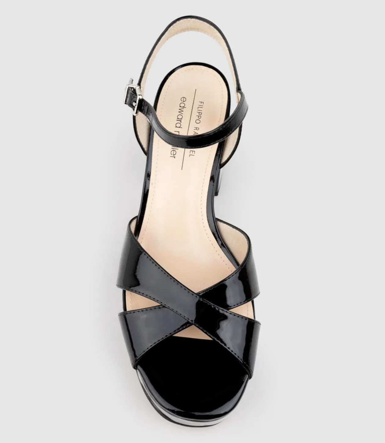 Roane80 Crossover Platform Sandal In Black Patent