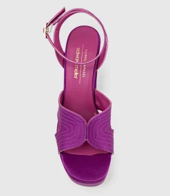 Rosalia100 Stitched Detail Platform Sandal In Magenta Satin