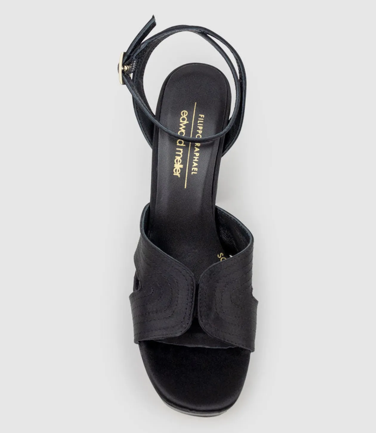 Rosalia100 Stitched Detail Platform Sandal In Black Satin