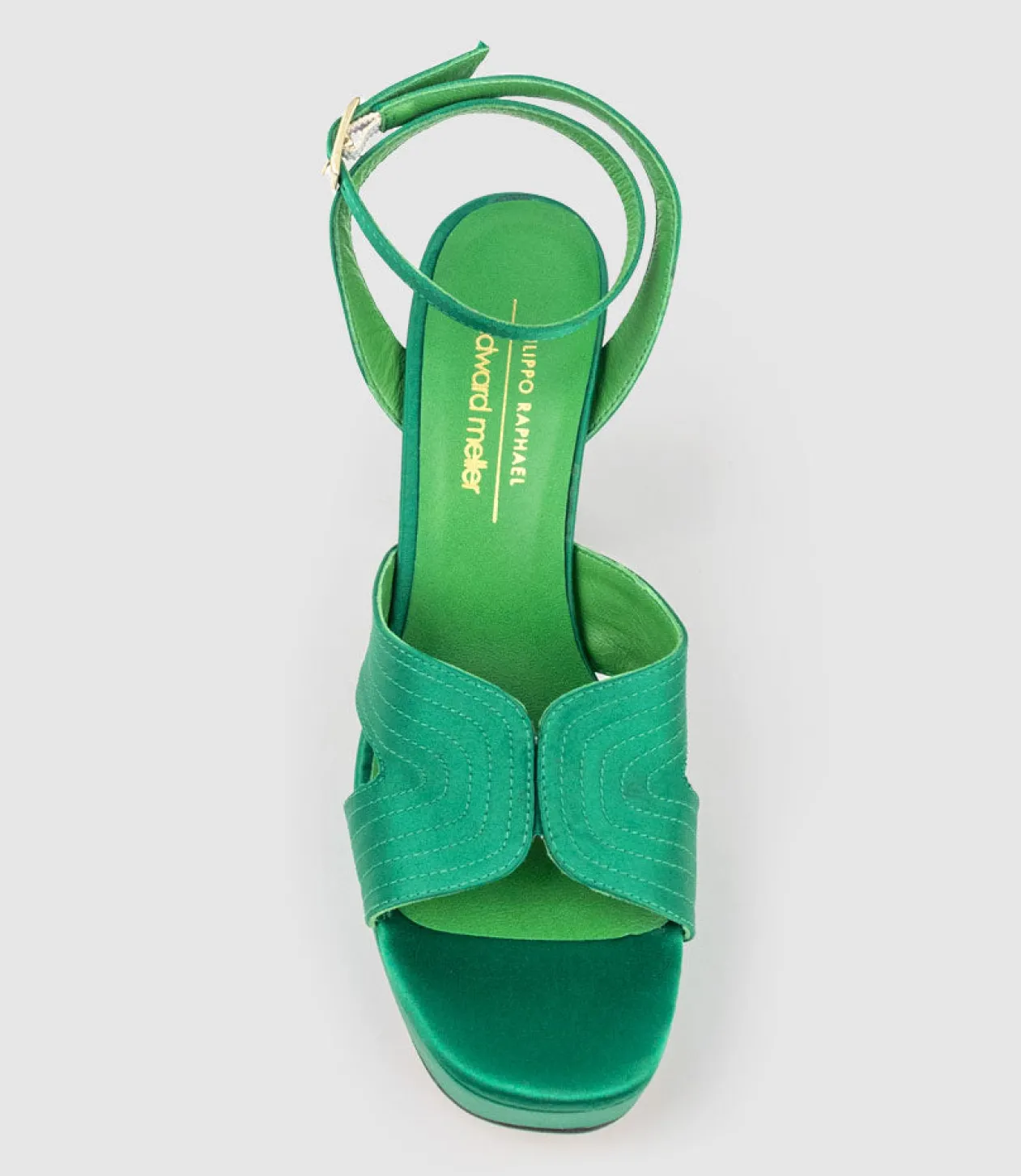 Rosalia100 Stitched Detail Platform Sandal In Green Satin