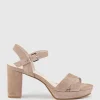 Rowan80 Asymmetrical Platform Sandal In Nude Suede