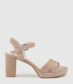 Rowan80 Asymmetrical Platform Sandal In Nude Suede