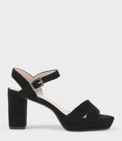 Rowan80 Asymmetrical Platform Sandal In Black Suede