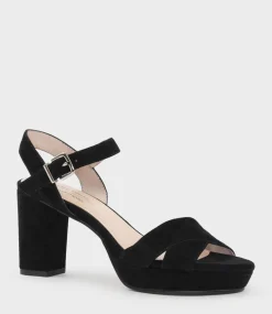 Rowan80 Asymmetrical Platform Sandal In Black Suede