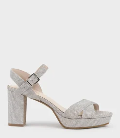 Rowan80 Asymmetrical Platform Sandal In Silver Ritz