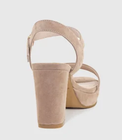 Rowan80 Asymmetrical Platform Sandal In Nude Suede