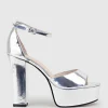 Roxy125 Open Toe Platform Sandal In Silver Mirror