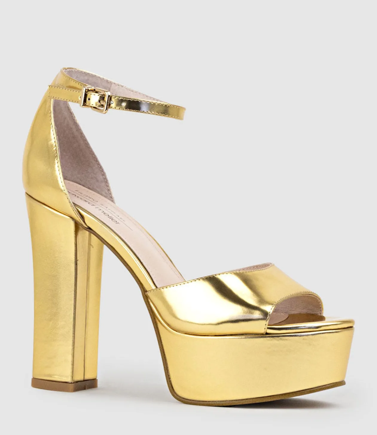 Roxy125 Open Toe Platform Sandal In Gold Mirror