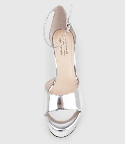 Roxy125 Open Toe Platform Sandal In Silver Mirror