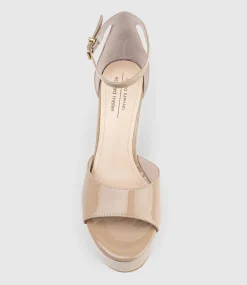 Roxy125 Open Toe Platform Sandal In Nude Patent