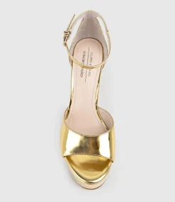 Roxy125 Open Toe Platform Sandal In Gold Mirror