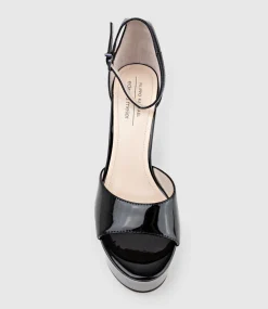 Roxy125 Open Toe Platform Sandal In Black Patent
