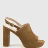 Ruler Platform Slingback Sandal In Tawny Suede