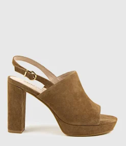 Ruler Platform Slingback Sandal In Tawny Suede