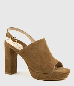 Ruler Platform Slingback Sandal In Tawny Suede