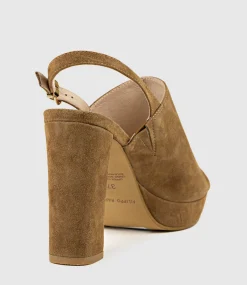 Ruler Platform Slingback Sandal In Tawny Suede