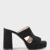 Rylie95 Platform Slide With Cut-Out In Black Suede