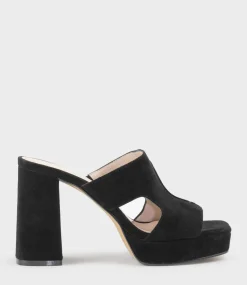 Rylie95 Platform Slide With Cut-Out In Black Suede