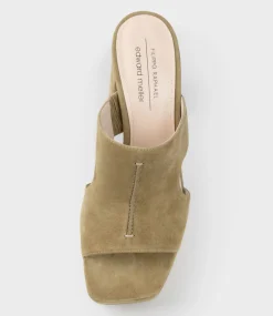 Rylie95 Platform Slide With Cut-Out In Camel Suede