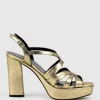 Rylla115 Caged Platform Sandal In Gold