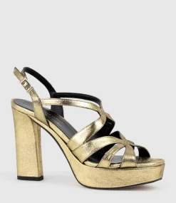 Rylla115 Caged Platform Sandal In Gold