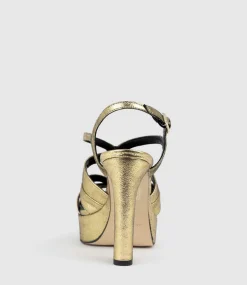 Rylla115 Caged Platform Sandal In Gold