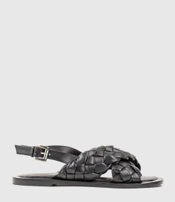 Sadira Woven Crossover Sandal In Black