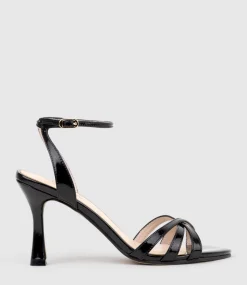 Saige85 Strappy Sandal In Black High Shine