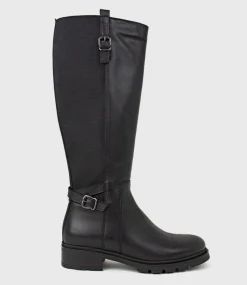 Saints Classic Flat Knee High Boot In Black