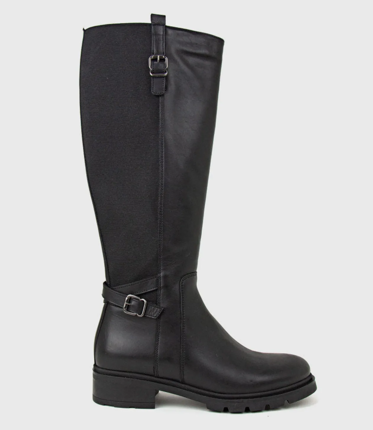 Saints Classic Flat Knee High Boot In Black