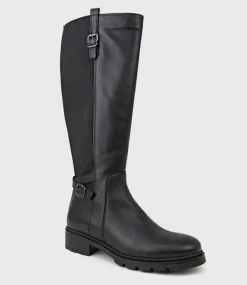 Saints Classic Flat Knee High Boot In Black