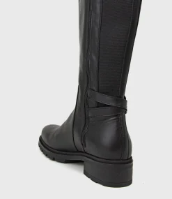 Saints Classic Flat Knee High Boot In Black