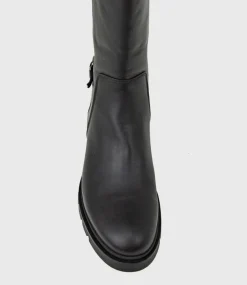 Saints Classic Flat Knee High Boot In Black