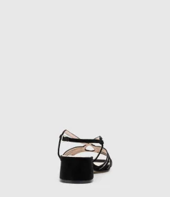 Sama35 Strappy Sandal In Black Suede