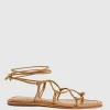 Samilla Sandal With Knotted Ankle Tie In Natural