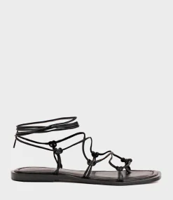 Samilla Sandal With Knotted Ankle Tie In Black