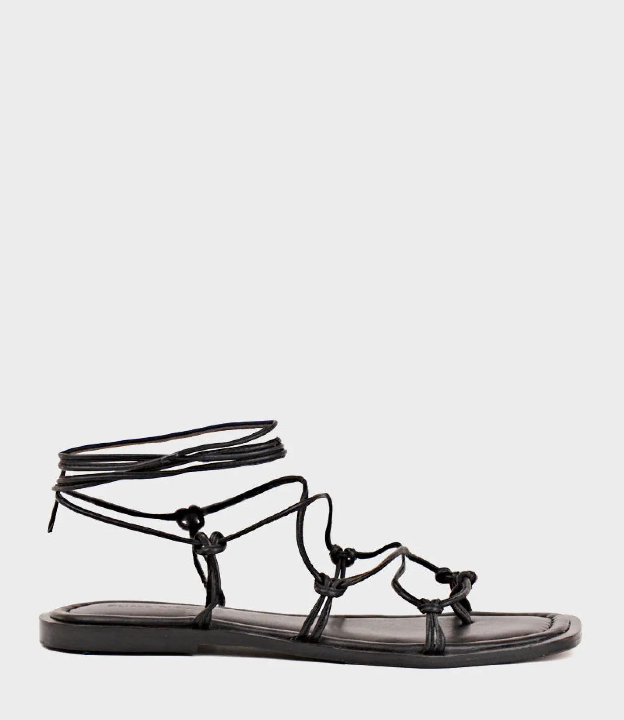 Samilla Sandal With Knotted Ankle Tie In Black