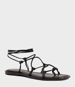 Samilla Sandal With Knotted Ankle Tie In Black
