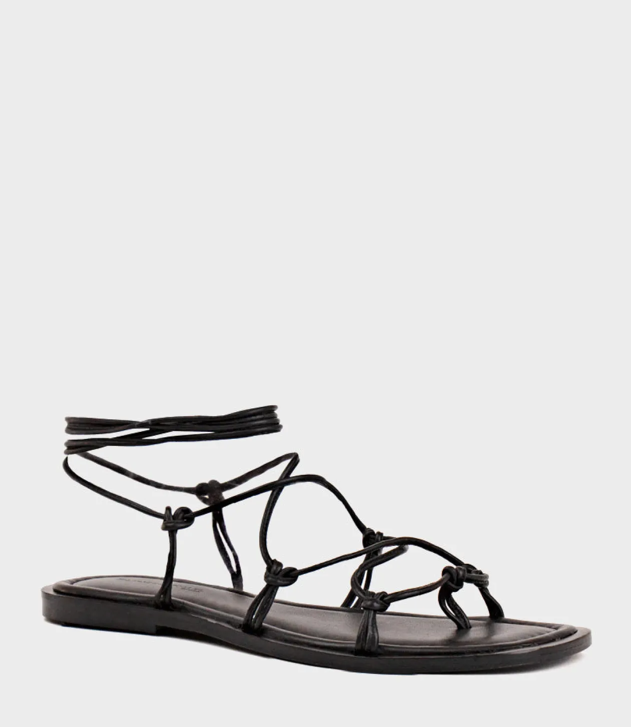 Samilla Sandal With Knotted Ankle Tie In Black