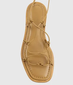 Samilla Sandal With Knotted Ankle Tie In Natural