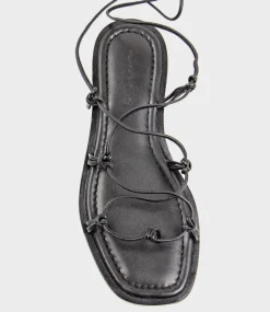 Samilla Sandal With Knotted Ankle Tie In Black